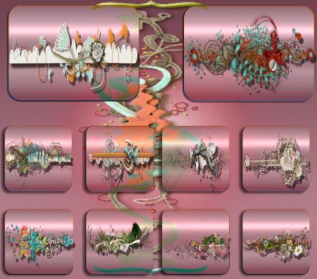 Клипарты / Cliparts - Цветочные бордюры